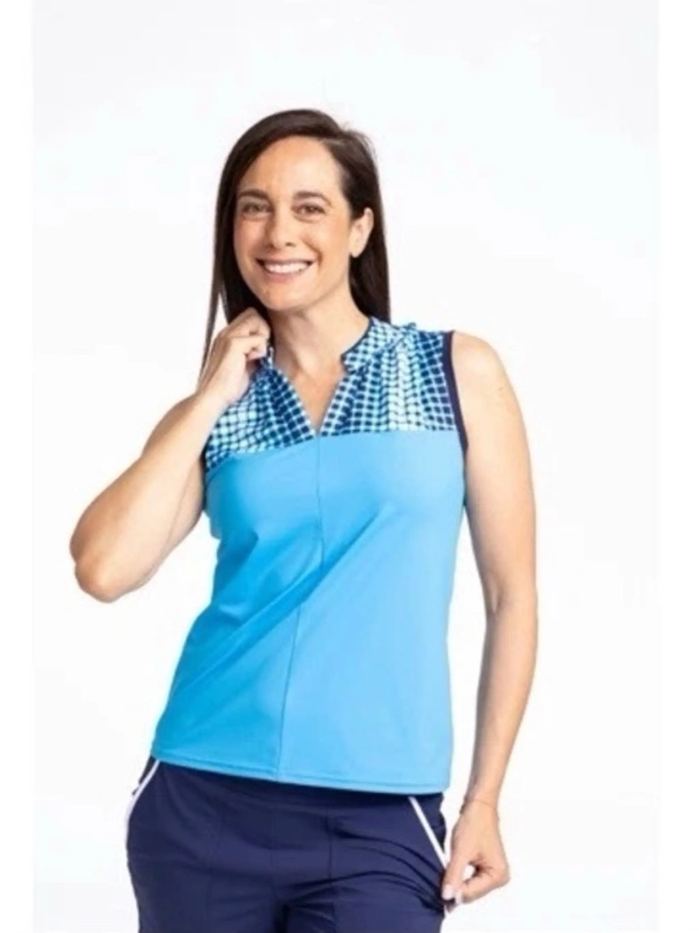 NWT Kinona Sandy Par Pacific Blue Sleeveless Golf Tank Top Size Large